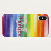 レインボーストライププライドカラフルおもしろいイニシャル名 Case-Mate iPhoneケース (裏面(横))