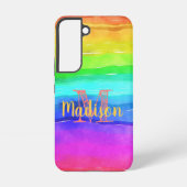レインボーストライププライドカラフルおもしろいイニシャル名 SAMSUNG GALAXYケース (裏面)