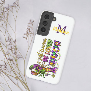 レインボーストライププライドカラフルおもしろいイニシャル名 SAMSUNG GALAXY S22ケース