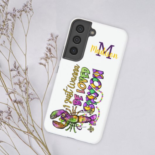 レインボーストライププライドカラフルおもしろいイニシャル名 SAMSUNG GALAXYケース