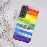 レインボーストライププライドカラフルおもしろいイニシャル名 SAMSUNG GALAXY S22ケース<br><div class="desc">明るいエレガント水色のレインボーデザインで印刷され、あなたの名前とイニシャルで飾られた実用的なサムスンのケース。</div>