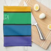 レインボーストライププライド国旗LGBTQモノグラム – 名前 キッチンタオル (四つ折り)