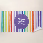 レインボーストライプモノグラム ビーチタオル (正面)