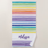 レインボーストライプモノグラム ビーチタオル (正面)