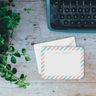 レインボーストライプ先生フラットノートカード用ギフト ノートカード