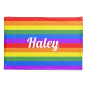 レインボーストライプ名前をカスタムするピローケース 枕カバー (裏面)