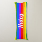 レインボーストライプ名前をカスタムする抱き枕 ボディピロー (正面縦)