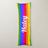 レインボーストライプ名前をカスタムする抱き枕 ボディピロー (裏面 (縦))