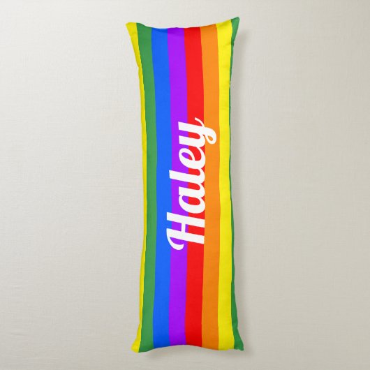 レインボーストライプ名前をカスタムする抱き枕 ボディピロー (裏面 (縦))