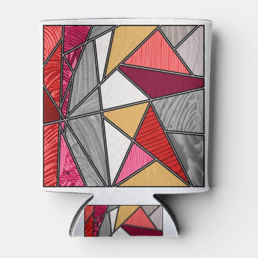 レインボーストライプ抽象デザイン 缶クーラー (正面)