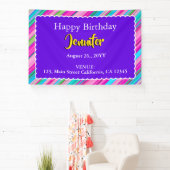 レインボーストライプ柄 誕生日 カスタムテンプレート 横断幕 (インサイチュ)