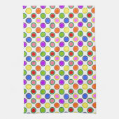 レインボーストライプ水玉模様ハッピーカラフル キッチンタオル (縦)