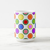 レインボーストライプ水玉模様ハッピーカラフル コーヒーマグカップ (中央)