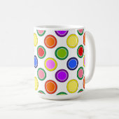 レインボーストライプ水玉模様ハッピーカラフル コーヒーマグカップ (正面右)