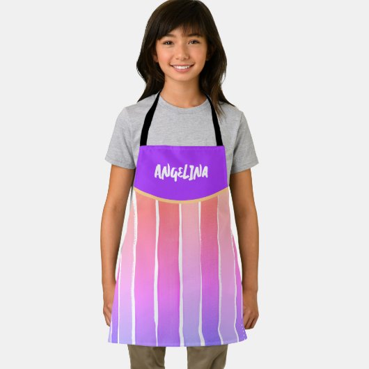レインボーストライプ絵を描パーティーアーティストガール名エプロン エプロン (インサイチュ)
