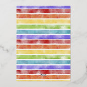 レインボーストライプ金ゴールドスノーフレークHappy Holigays 箔シーズンカード (裏面)