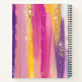 レインボーストライプ金ゴールドフェイクグリッターゲストブック ノートブック (裏面)