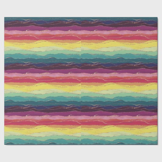 レインボーストライプ金ゴールド ラッピングペーパー (シーム)