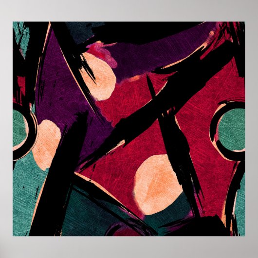 レインボーストリーク：抽象芸術アクリルテクスチャ ポスター (正面)