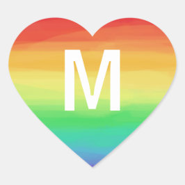 レインボーストロークモノグラム ハートシール