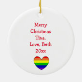 レインボースノーフレーククリスマスLGBTQ セラミックオーナメント (裏面)