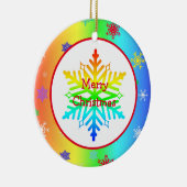レインボースノーフレークスクリスマスLGBTQ セラミックオーナメント (右)