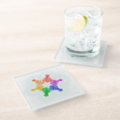 レインボースノーフレーク – ドリンクコースター – 休日 ガラスコースター (アングル)