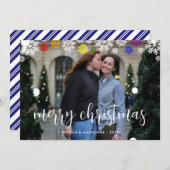 レインボースノーフレークLGBTメリークリスマスフォト シーズンカード (正面/裏面)