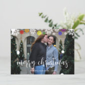 レインボースノーフレークLGBTメリークリスマスフォト シーズンカード (スタンド正面)