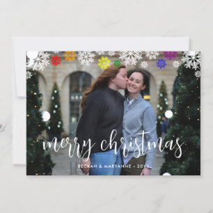 レインボースノーフレークLGBTメリークリスマスフォト シーズンカード
