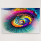 レインボースパイラルアイ抽象芸術催眠幻想的 ジグソーパズル (横)