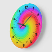 レインボースパイラルカラフル幾何曼荼羅 ラージ壁時計 (傾斜)