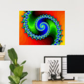 レインボースパイラルシンプル、プリント ポスター (ホームオフィス)