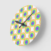 レインボースパイラルパターン ラウンド壁時計 (傾斜)