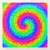 レインボースパイラルモザイクタイル ガラスコースター (正面)