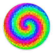 レインボースパイラルモザイクタイル セラミックノブ (正面)