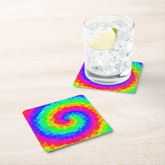 レインボースパイラルモザイクタイル ペーパーコースター (インサイチュ)