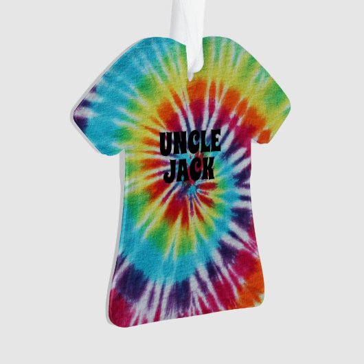 レインボースパイラル絞り染めカッコいい写真パーソナライズされた オーナメント (正面)