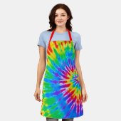 レインボースパイラル絞り染め エプロン (着用した状態)