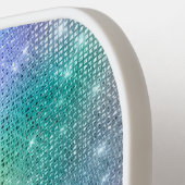 レインボースパークルガーリーグリッターグラムパーソナライズされた ピックルボールラケット (左詳細)