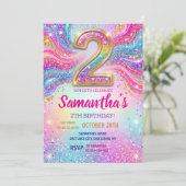 レインボースパークルギター2歳の誕生日パーティー 招待状 (スタンド正面)