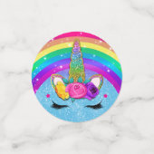 レインボースパークルグリッターユニコーンホーン顔パーティー コンフェッティ (スモール正面)