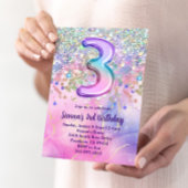 レインボースパークルグリッター3rd誕生日パーティー 招待状