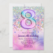 レインボースパークルグリッター8thバースデーパーティー 招待状 (正面)