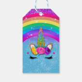 レインボースパークルグリッター ユニコーンホーン フェイスパーティー ギフトタグ (裏面)