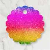 レインボースパークルグリーンピンクイエローメッセージカード フェイバータグ (裏面)