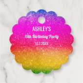 レインボースパークルグリーンピンクイエローメッセージカード フェイバータグ (正面)