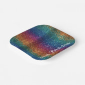 レインボースパークルメタリックエレガントハッピーバースデー ペーパープレート (傾斜あり)