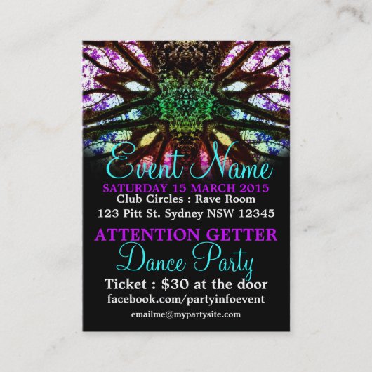 レインボースピリットパーティーイベントミニフライヤー 名刺 (正面)