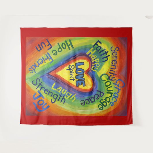 レインボースピリットラブハートタペストリーぶら下がったウォール タペストリー (正面(横))